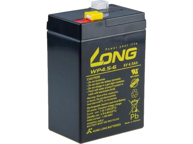 Long 6V 4,5Ah Lead-Acid Battery F1 (Wp4.5-6)