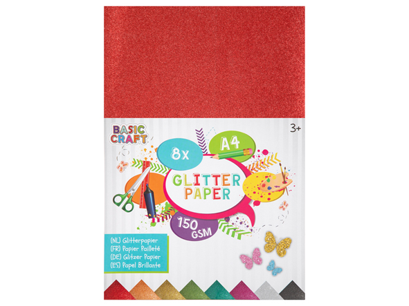 Glitter paper A4 8 sheets | Skola & Hobby - Skolböcker & kalkylblad - Lösa ark och block | GameStuff