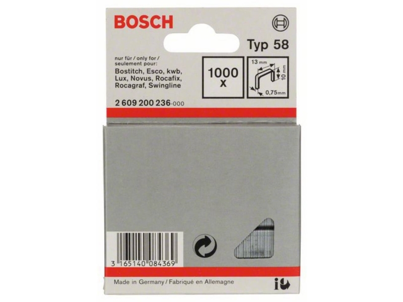 Bosch CLAMP TYPE 58 10MM 1000 st | Kontorsmaterial - Häftapparater & häften - Häftklamrar | GameStuff