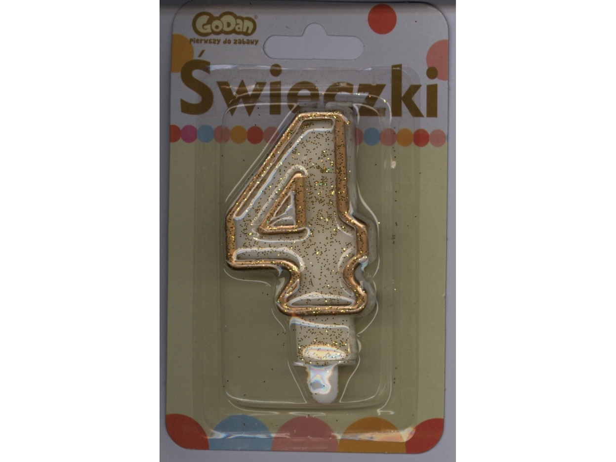 Godan Candle, Number, Golden Contour "4"