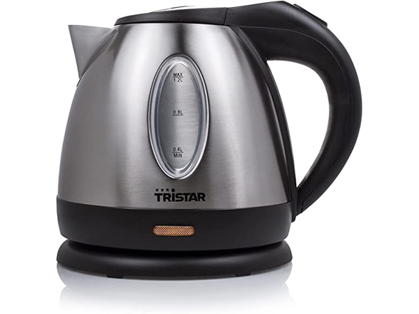 Tristar Wk-1323 Wasserkocher, 1,2 L, 1500 W, Edelstahl, Edelstahl, Wasserstandsanzeige, Überhitzungsschutz