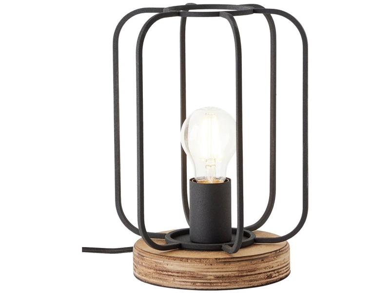 Brilliant Tosh 93147/66 Bordlampe E27 Træ (Mørk), Sort
