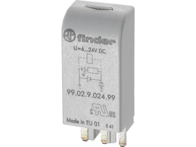 Finder Indstiksmodul Med Emc-Bestykning Af Relæspolen, Med Diode, Med Led 99.02.9.220.99 Passer Til Model: Finder 96.04, Finder 96.02 Bulk 10 Stk