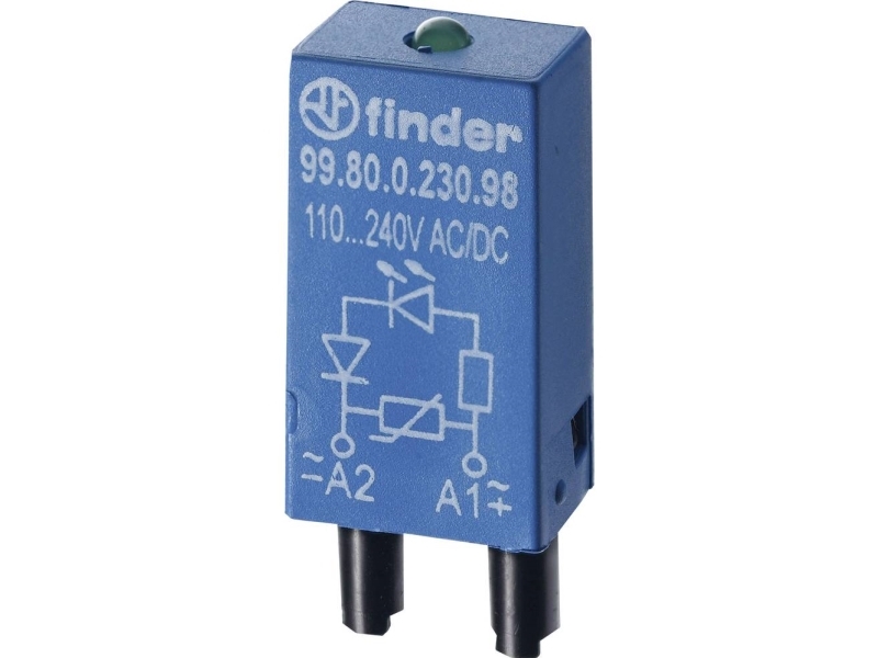 Finder Indstiksmodul Med Led, Med Varistor 99.80.0.230.98 Lysfarve: Grøn Passer Til Model: Finder 84.84.2, Finder 94.54.1, Finder 94.82.3, Finder 94.