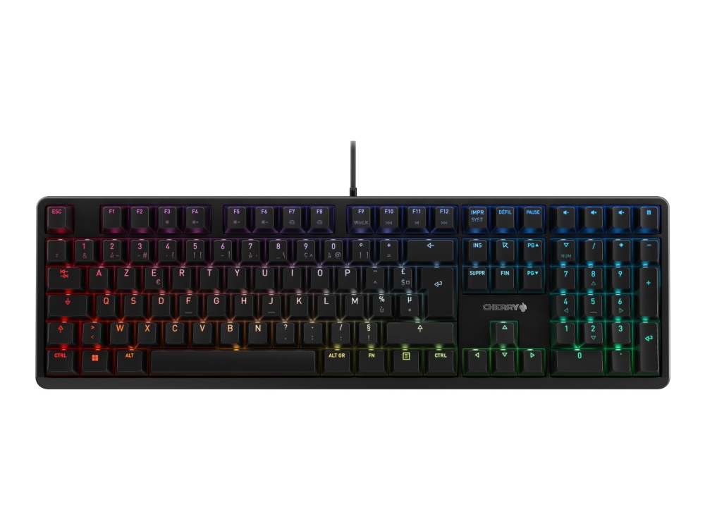 CHERRY G80-3000N RGB - Tastatur - bagbelyst - USB - fransk - tastkontakt: CHERRY MX Silent Red - sort