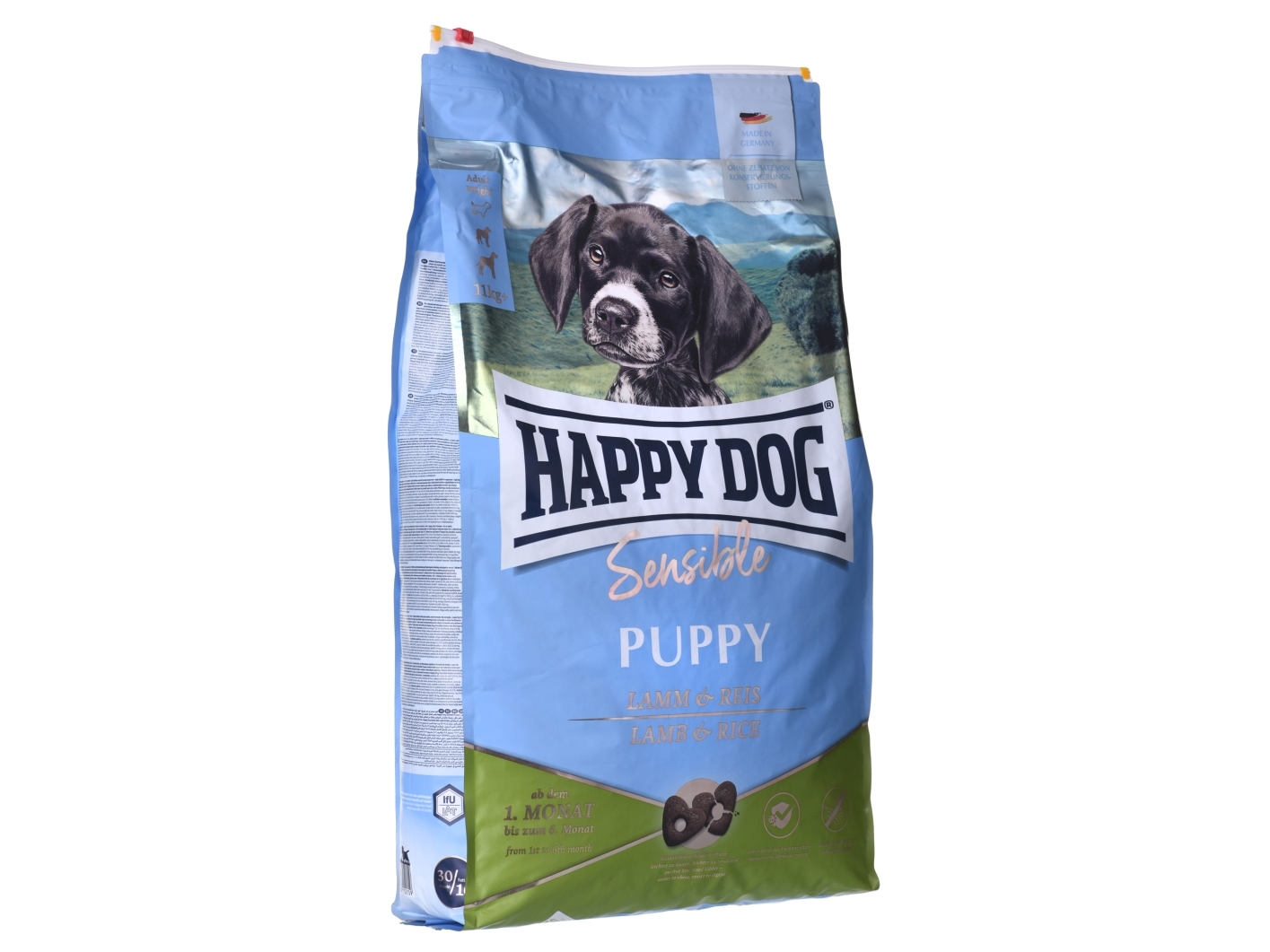 animation kommando Piping HAPPY DOG Sensible Puppy Tørt hundefoder Lam, Ris 10 kg