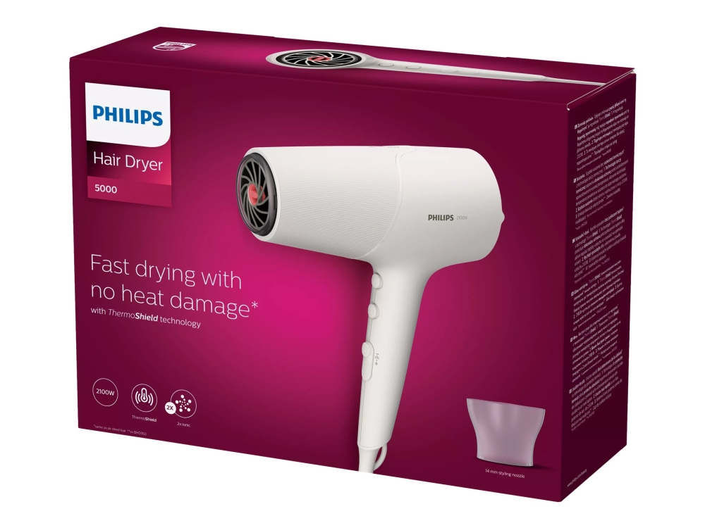 Philips 5000 Bhd501/00 Haartrockner 2100 W Thermoshield, Weiß