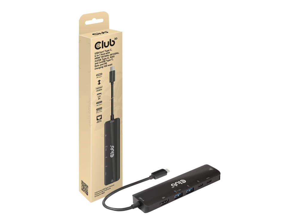 Club 3D - Dockningsstation - USB-C 3.1 Gen 1 - HDMI - 1GbE | Datorer & Surfplattor - Bärbara tillbehör - Port Replicator och dockning | GameStuff