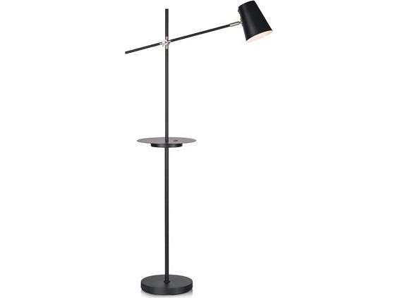 Linear Gulvlampe USB Sort Markslöjd - Stue - Skandinavisk - Metal - Med skærm