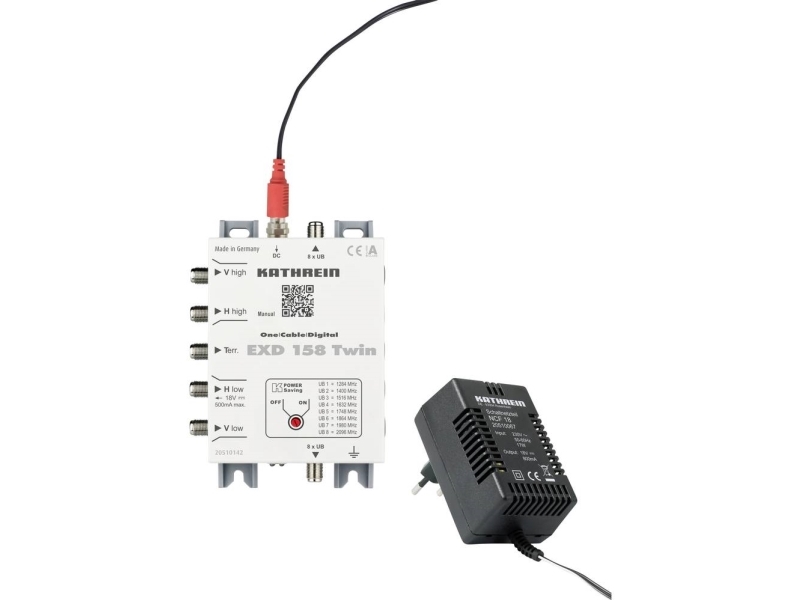 Kathrein Exd 158 Twin, 5 Inputs, 2 Outputs, 950 - 2150 Mhz, 5 - 862 Mhz, 11 Db, 30 Db