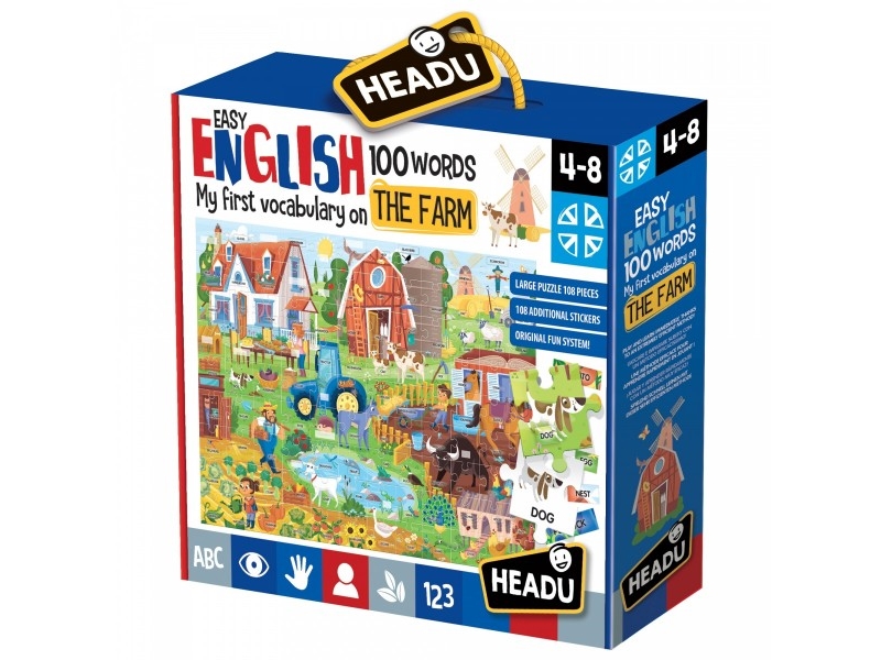 Headu Easy English 100 Words Farm, 3 År | Leksaker - För dom minsta - Lärande | GameStuff