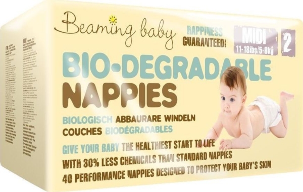 Billede af Beaming Baby Bionedbrydelige Bleer 2, 5-8 Kg, 40 Stk.