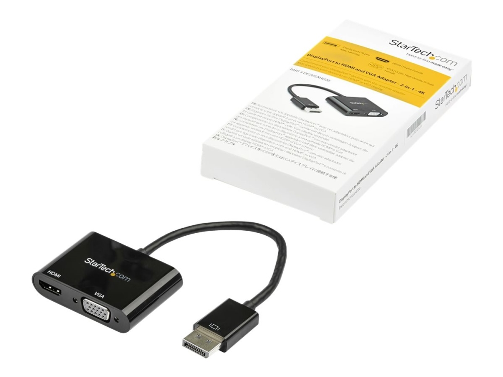 Startech.Com Displayport To Hdmi Vga Adapter, Displayport 1.2 Hbr2 To Hdmi 2.0 (4K 60Hz) Or Vga 1080P Converter Dongle, Dp To Hdmi Or Vga Monitor Ada