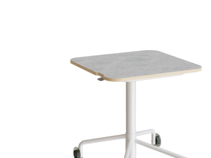 Bord Smile 110, 650x650 mm, Lys grå linoleum, Hvidt stel | Köksapparater - Storköksutrustning - Kantin | GameStuff