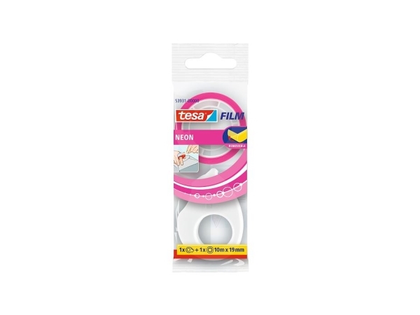 Tesa Tesafilm, Pink, Entfernbar, 19 Mm, 1 Stück(E), Polybag, 1 Roll 10M X 19Mm Pink + Mini Dispenser, White