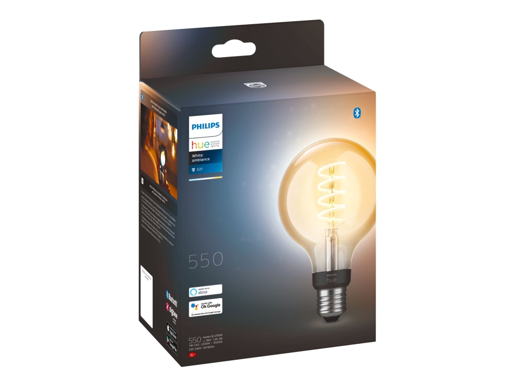 Philips Hue White Ambiance Led Glödlampa Med Filament Form: G93 Klar Finish E27 7 W Motsvarande 40 W Klass G Varmt Till Kallt Vitt Lj
