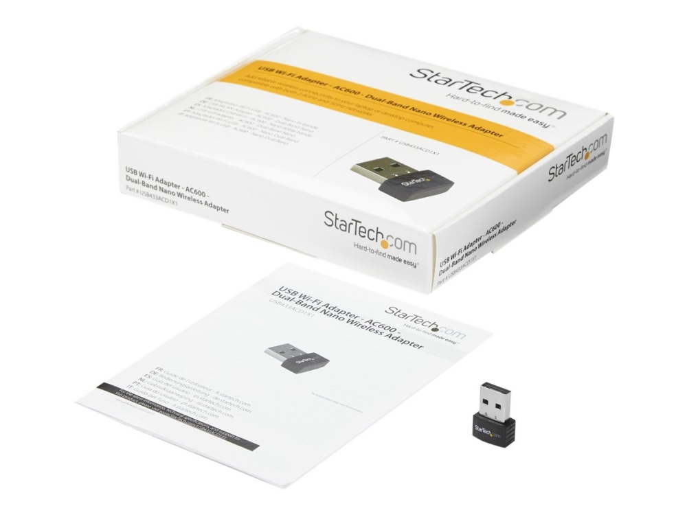 Startech.Com Wireless Usb Wifi Adapter - Dual Band Ac600 Wireless Dongle - 2.4Ghz / 5Ghz - 802.11Ac Wi-Fi Laptop Adapter (Usb433acd1x1) - Netværksada