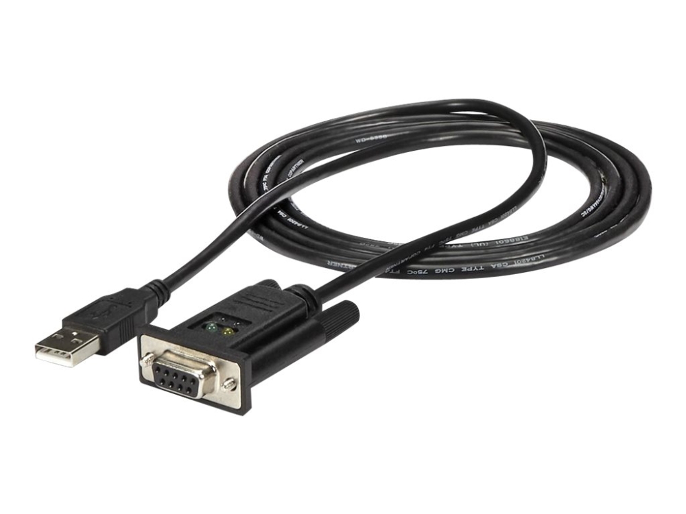 StarTech.com USB nollmodem RS232 DB9 seriell DCE-kabeladapter med 1 port FTDI - Seriell adapter - 2.0 RS-232 - svart