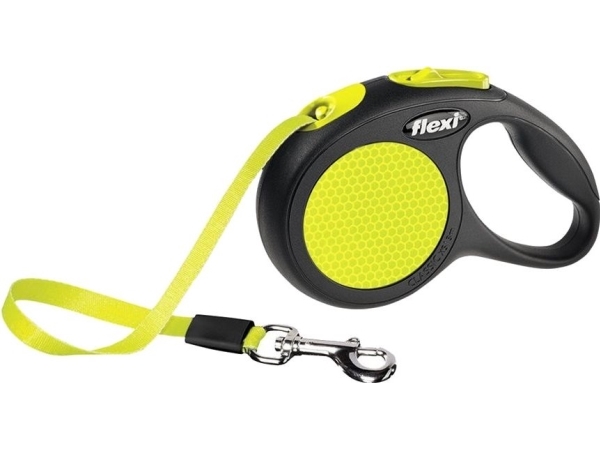 Flexi New Neon, Hund, Rückziehbare Leine, Schwarz, Gelb, Band, 12 Kg, 3 M
