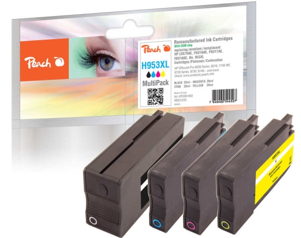 Peach Pi300-932, Højt (Xl) Udbytte, 52 Ml, 26 Ml, 2200 Sider, 4 Stk, Enkelt Pakke