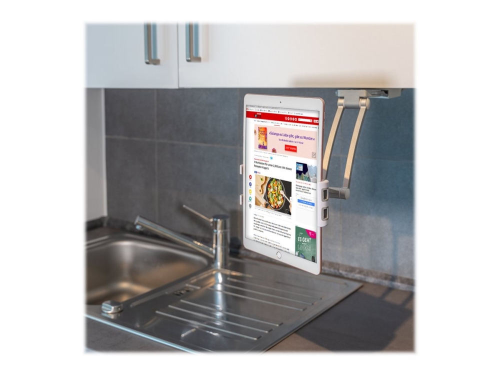 4smarts ErgoFix H7 - Stativ (2 vægmonteringsbøjler) - for mobiltelefon/tablet - aluminium, ABS plastic - sølv - skærmstørrelse: 7.09 - vægmonterbar, skrivebordsstander