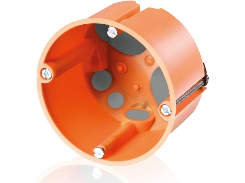 Frontbox 1 Modul Winddicht Ø68 Mm, 61 Mm Tief, Mit Befestigungsschrauben. Orangefarbene Eurobox. Pvc-Frei