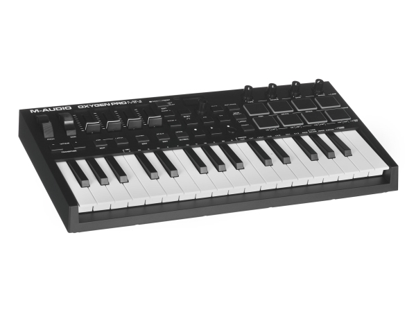 M-Audio | Oxygen Pro Mini - Midi-Keyboard - 32 Taster / 8 Rgb Pads - Oled-Display - Usb - Sort