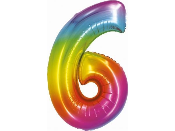 Godan Smart Folienballon Numeral 6 Regenbogen 76Cm Ch-Stc6