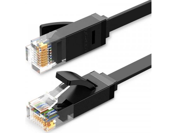 Ugreen Ethernet Rj45 Flach-Netzwerkkabel, Cat.6, Utp, 15 M (Schwarz)