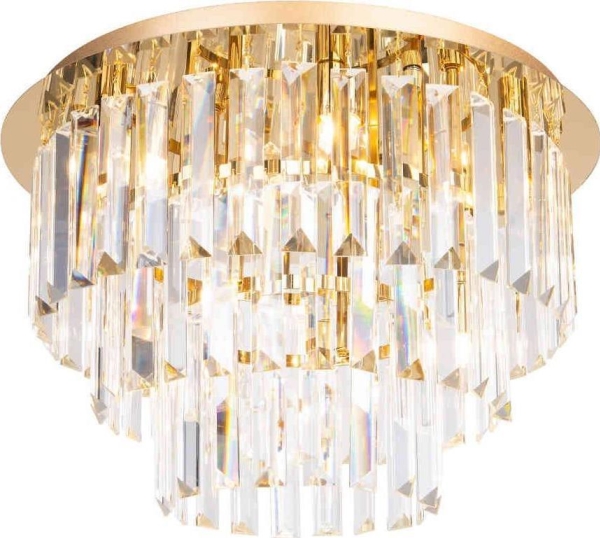 Maxlight Loftlampe I Forgyldt Glamourstil Monaco C0205, Krystal Til Soveværelse
