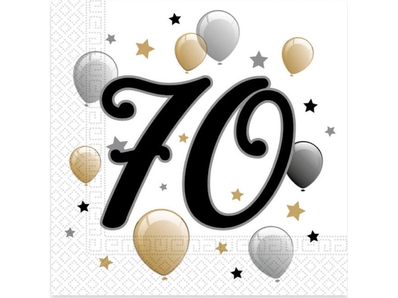 PROCOS Servetter för 70-årsdagar - 33 cm - 20 st. Universal | Skola & Hobby - Festdekorera - Ballonger | GameStuff