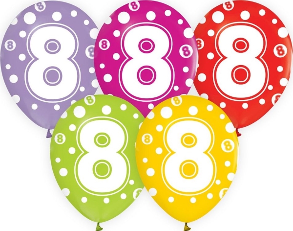 Godan Luftballons Mit Zahlen: 8, 12"/ 5 Stk. Godan
