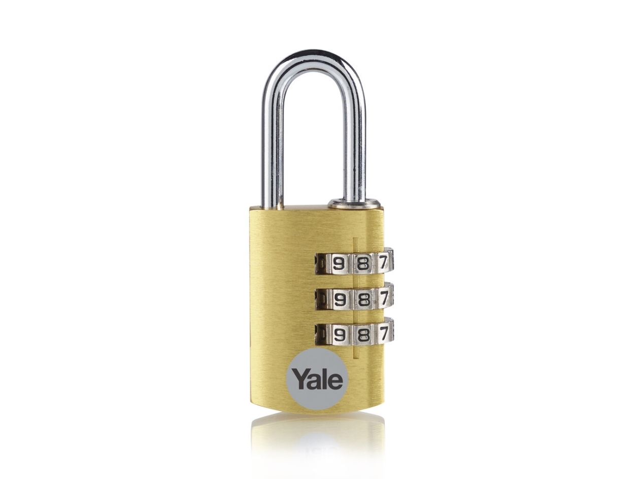 Yale Ye3cb/38/131/1/Go, Konventionelle Hængelås, Kombinationslås, Guld, Aluminium, Stål, U-Formet