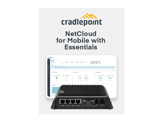 Cradlepoint R1900-5Gb - Trådløs Router - Wwan 4-Port Switch - 1Gbe - Wi-Fi 6 - Dual Band - 5G - Med 1 Års Netcloud Mobile Performance Essentials Plan