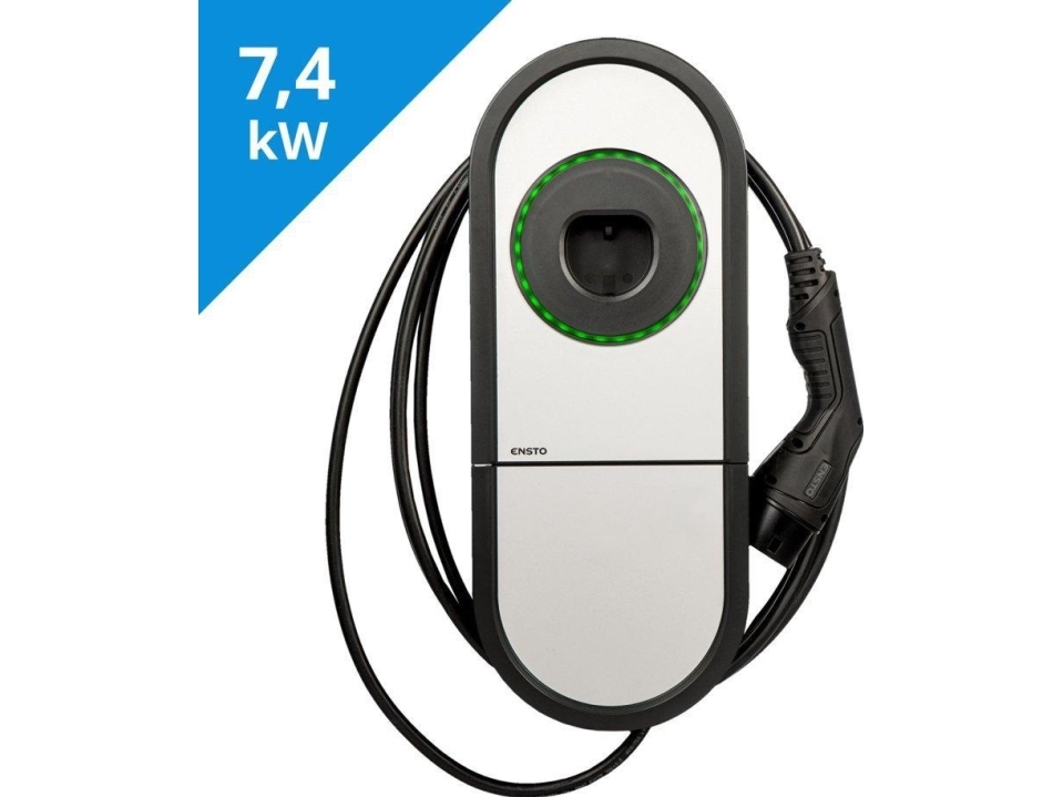 Ensto Vehicle Charging Station Ensto One Home 32A 7.4Kw 230V Type2 Cable Rcbo Ip54 Evh321-Hcr00