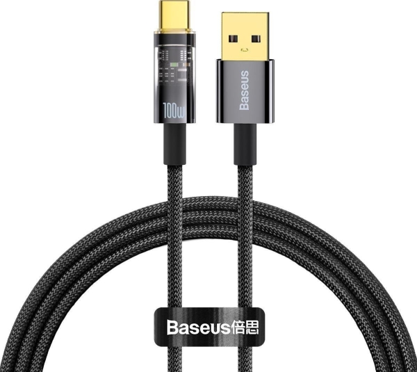 Baseus Explorer Usb-A Til Usb-C-Kabel, 100W, 5A, 1M, Sort Cats000201