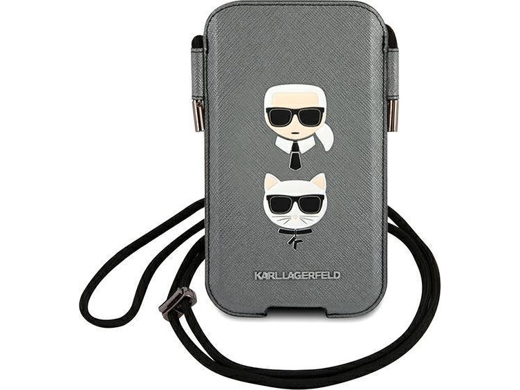 Karl Lagerfeld Krepšys 6,1" Dėklas Saffiano Ikonik Karl&Choupette Head (Klhcp12mophkcg) Pilkos Spalvos