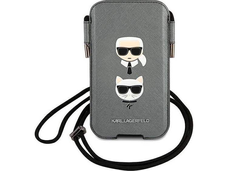 Karl Lagerfeld Krepšys 6,7" Dėklas Saffiano Ikonik Karl&Choupette Head (Klhcp12lophkcg) Pilkos Spalvos