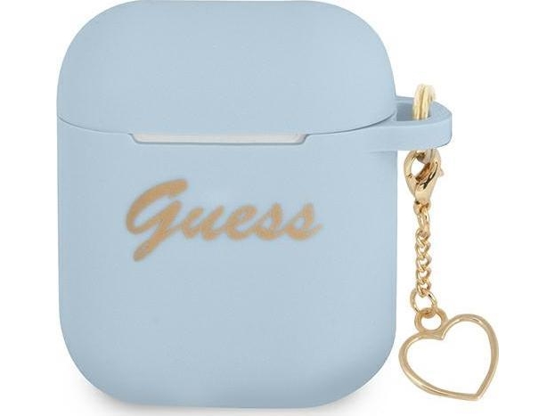 Guess Gua2lschsb Airpods Cover Niebieski/Blue Silicone Charm Heart Collection