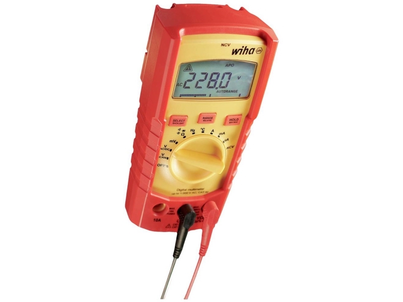 Wiha Digitalt Multimeter Op Til 1.000 V Ac/Dc, True Rms, Aut./Man., Temperaturmåler, 40Ma-10A Ac/Dc, Baggrundsbelyst Lcd