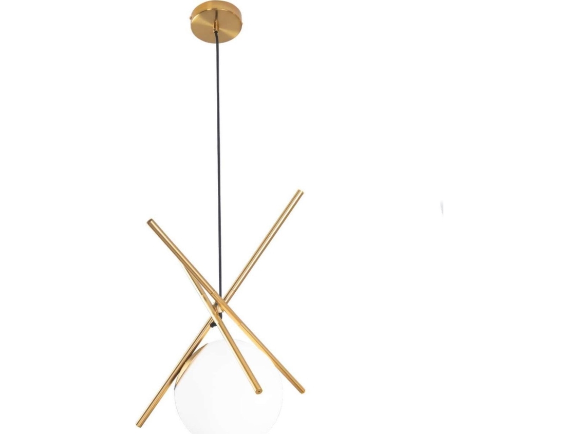 Maxlight Hängelampe Xena P0403 Metall Mit Glas-Kugel Messing/Weiß