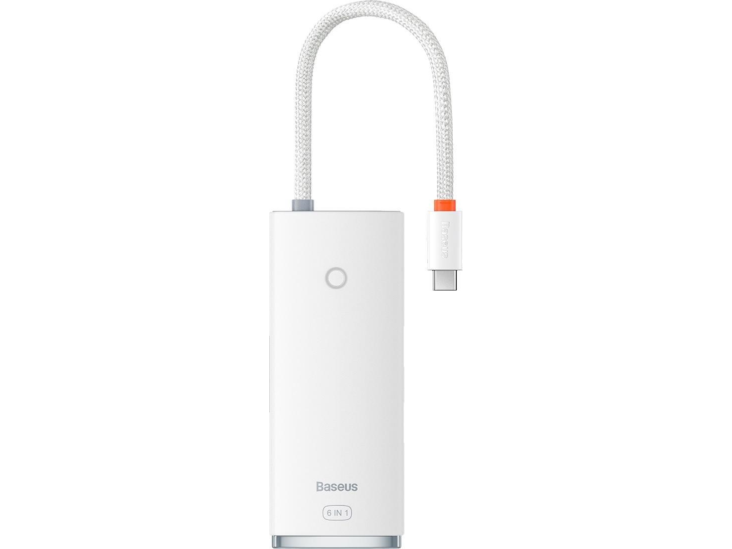 Baseus Lite Serie Usb-C 6In1 Hub Auf 2X Usb 3.0 + Usb-C Pd + Hdmi + Sd/Tf (Weiß)