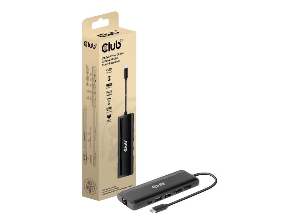 Club 3D - Dockningsstation - USB-C 3.2 Gen 1 - HDMI, DP - 1GbE | Datorer & Surfplattor - Bärbara tillbehör - Port Replicator och dockning | GameStuff