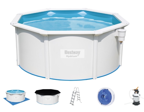 Bestway Hydrium 56566, 7630 l, Pool med ram, Stege, Blå, Grå | Trädgården - Pools & Vatten spel - Pools & bassäng | GameStuff
