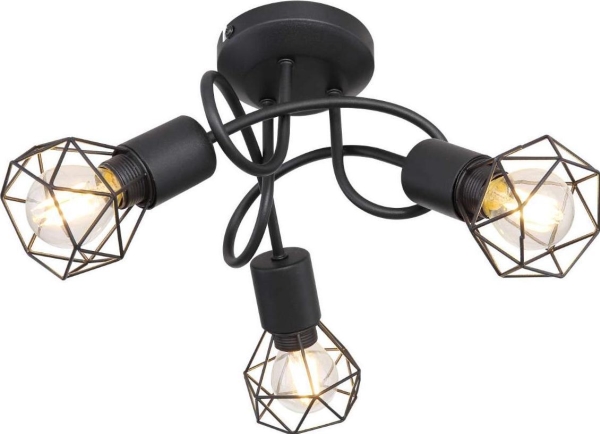 Globo Xara I 54802S-3D Deckenleuchte, Industriell, Metall-Plafond, Schwarz