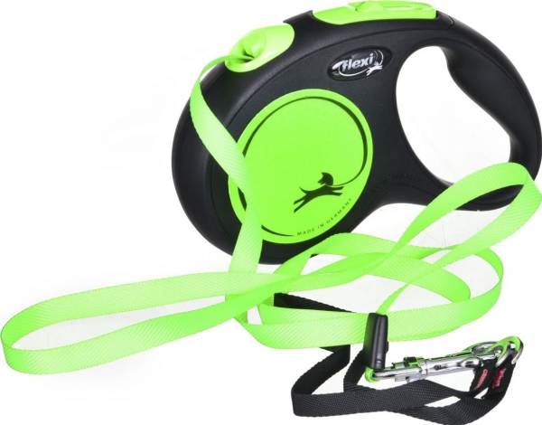 Flexi New Neon Bånd S, 5M, 15Kg, Schwarz/Neon Grøn