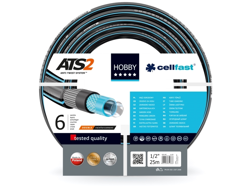Cellfast Hobby Ats2, 25 M, Over Jorden, Sort, 30 Bar, -20 - 60 °C