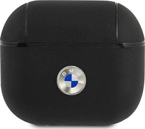 Bmw Echtes Leder Silber-Logo Case Für Airpods 3 - Schwarz