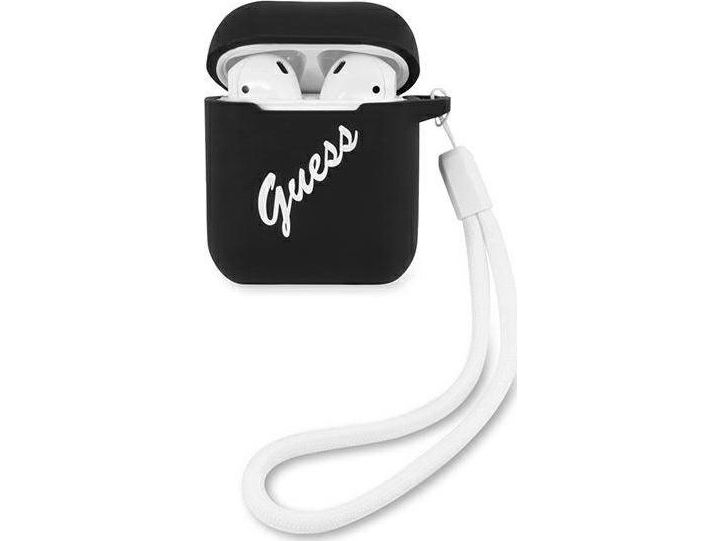 Guess Guaca2lsvsbw Airpods-Hülle Schwarz/Weiß Silikon Vintage