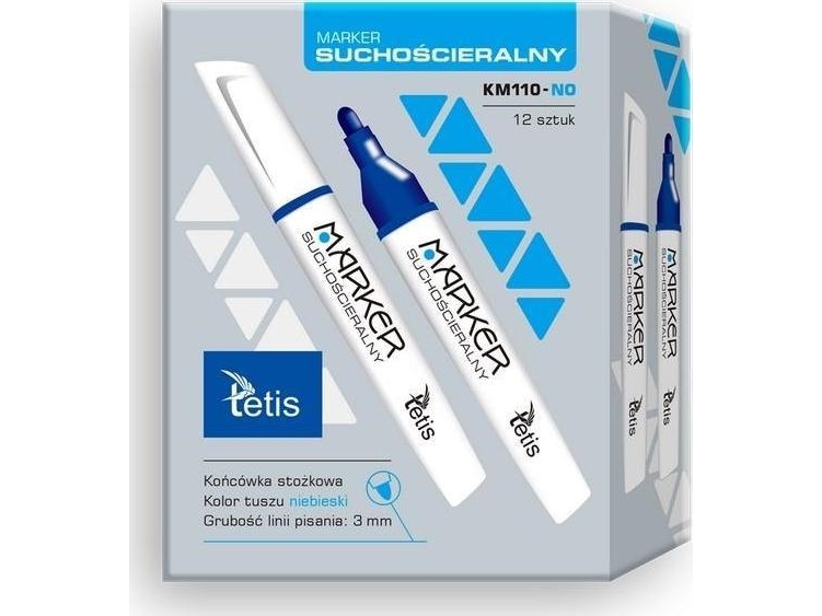 Tetis Dry Erase Marker Blå Km110-No (12 Stk.)